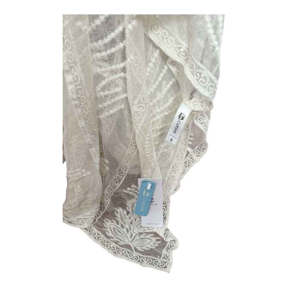 Cupshe Sheer Embroidery Kimono Cover Up White Size Small - Picture 6 of 8